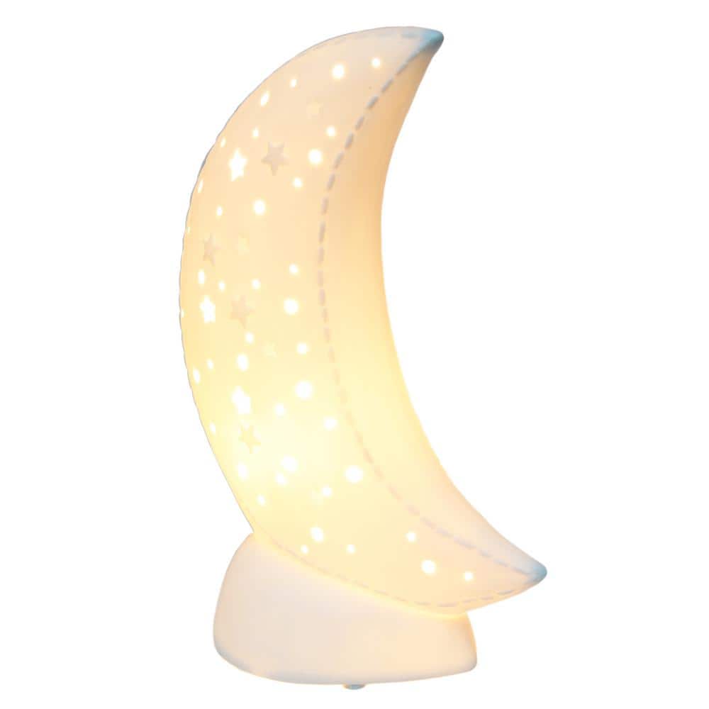 White Porcelain Moon Shaped Kids Table Lamp