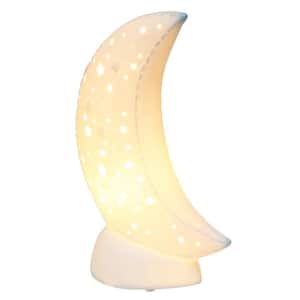 10.15 in. White Porcelain Moon Shaped Table Lamp
