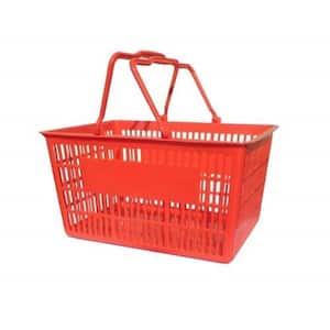 15.5 in. L x 11.5 in. W x 8 in. H Red Plastic Durable Storage Baskets with Easy Grip Plastic
