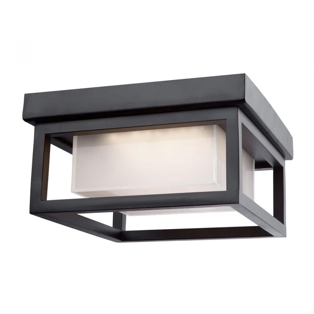 Black Aluminum LED Outdoor Flush Mount Light