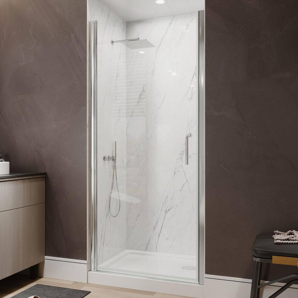 Victoria 34 to 36 in. W x 72 in. H Pivot Swing Frameless Shower Door in Chrome with Clear Glass price history on PriceWatchPro