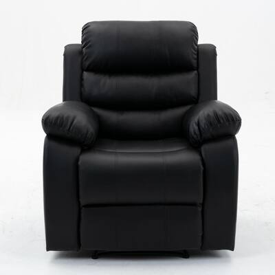36 in. W Big and Tall Black Faux Leather Living Room Chairs