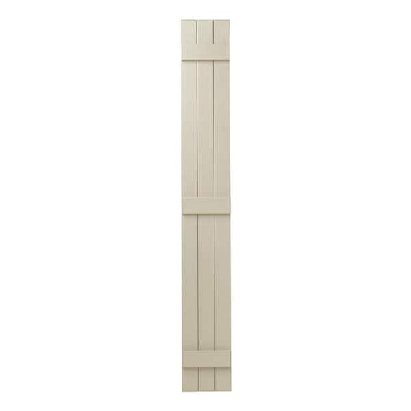 Ply Gem 11 in. x 71 in. Polypropylene Plastic 3-Board Closed Board and Batten Shutters Pair in Sand Dollar