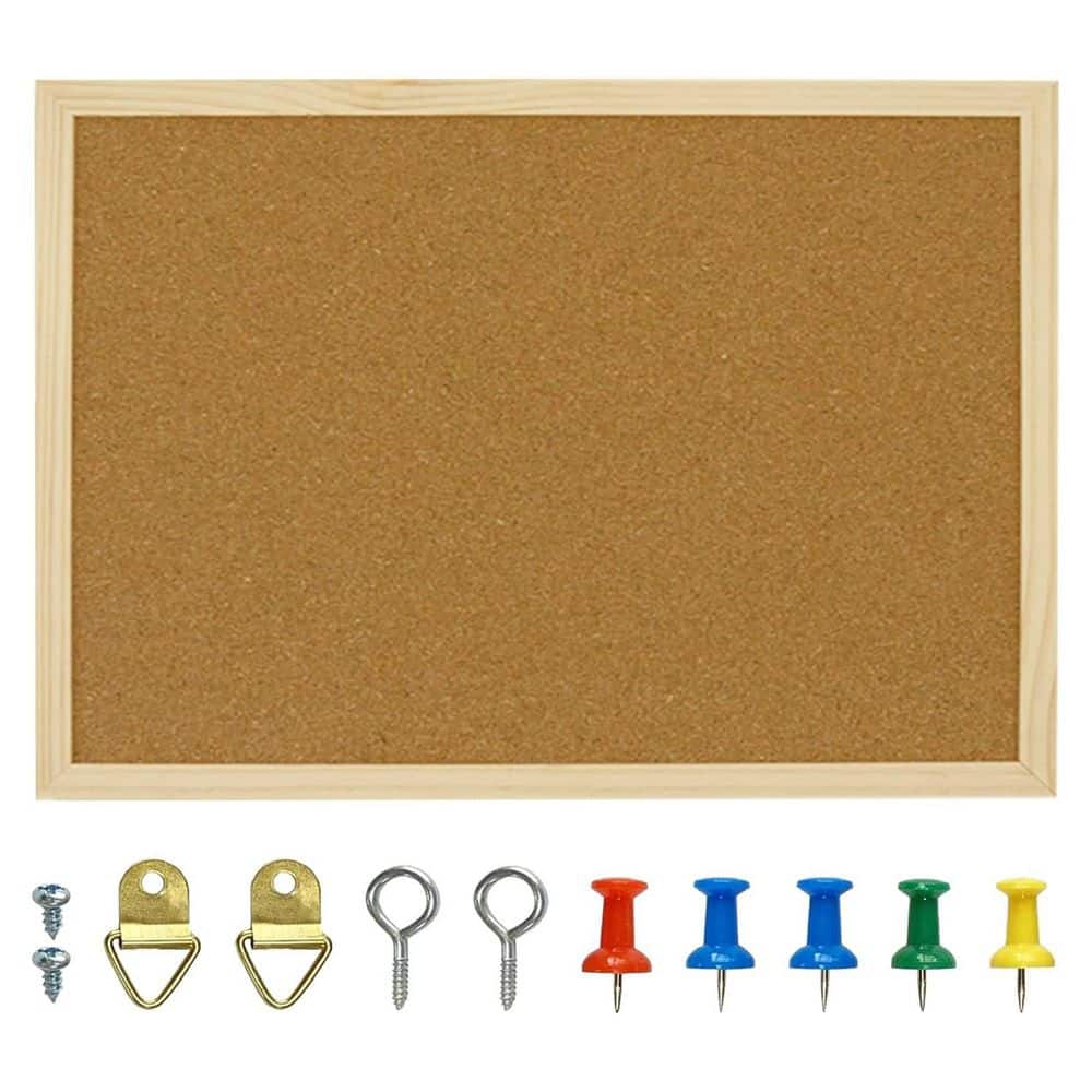 17.7 x 13.3 in. Cork Board Bulletin Board Self-Healing Wood Finish Frame Wall-Mounted Presentation Office Home Decor