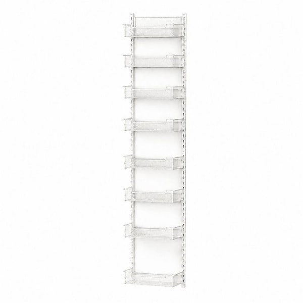 8-Shelf White Over the Door Adjustable Basket Organizer for Pantry Kitchen Storage and Spice Rack