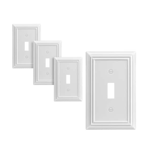 DEWENWILS 1-Gang White Toggle Metal Wall Plates (4-Pack)