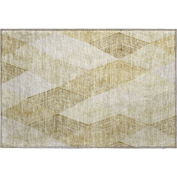 Mayfield Premium Machine Washable Abstract AMF962 Ivory 1 ft. 8 in. x 2 ft. 6 in. Area Rug