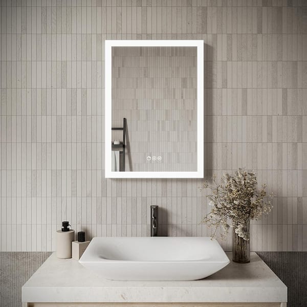 Streamline 20 in. W x 28" H Rectangular Frameless LED Light Anti-Fog Dimmable Color Temperature Change Wall Bathroom Vanity Mirror