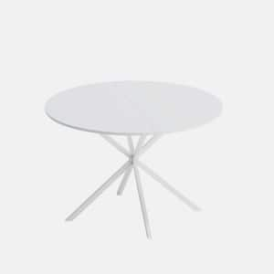 White Wood 47.24 in. Cross Legs Dining Table Seats 2 with Two Piece Removable Top