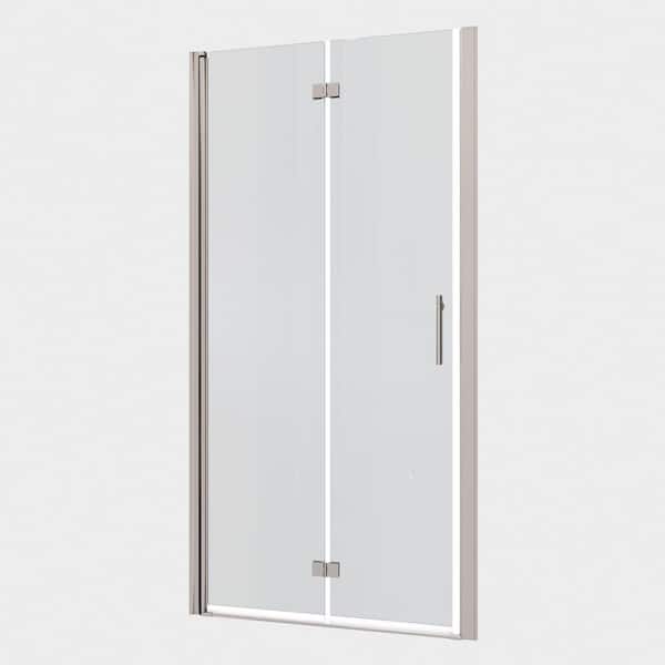 30 in. - 31 3/8 in. W x 72 in. H Frameless Bifold Shower Door with Chrome Finish and Clear Tempered Glass