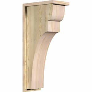 8 in. x 14 in. x 30 in. Douglas Fir Yorktown Rough Sawn Corbel with Backplate