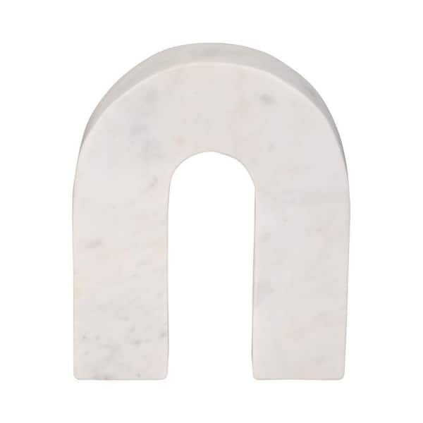 Liv & Skye 6 in. x 7 in. White Stone Modern Horseshoe Tabletop Sculpture