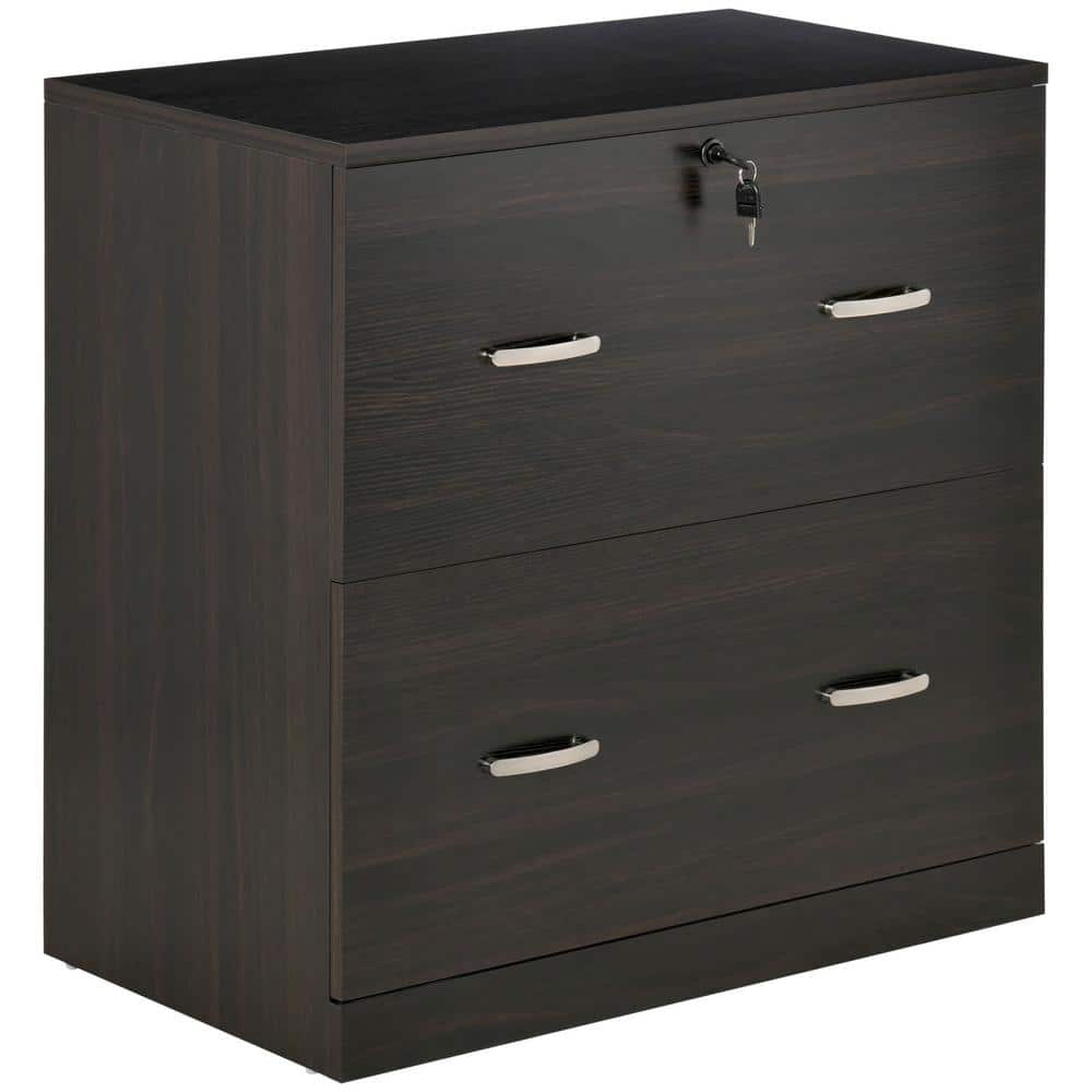 Walnut 2-Drawer Lockable Vertical File Cabinet
