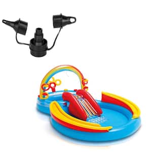 120-Volt Quick Fill AC Electric Air Pump and Rainbow Ring Kiddie Pool