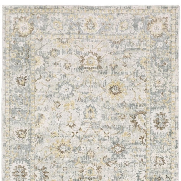 8 ft. x 10 ft. Ivory, Blue Oriental Washable Area Rug