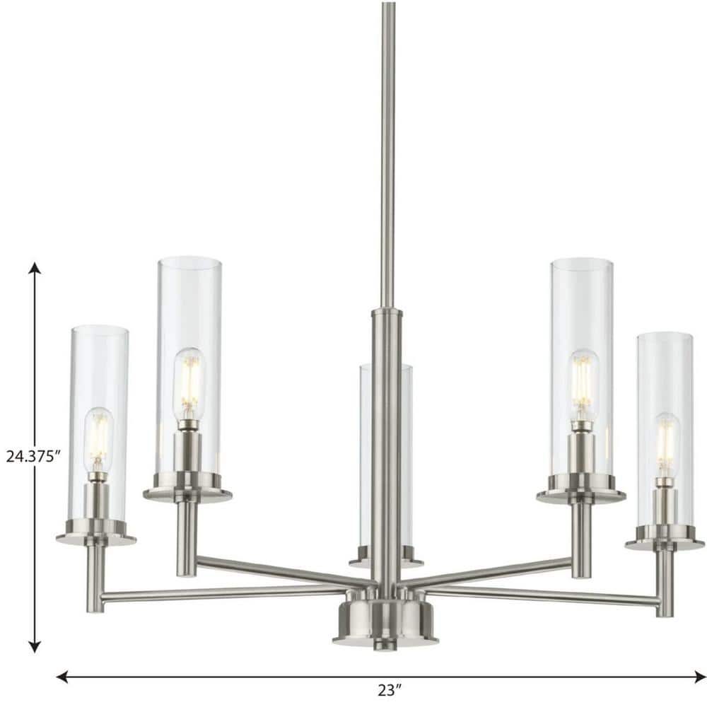 Kellwyn 23" Transitional Brushed Nickel 5-Light Chandelier