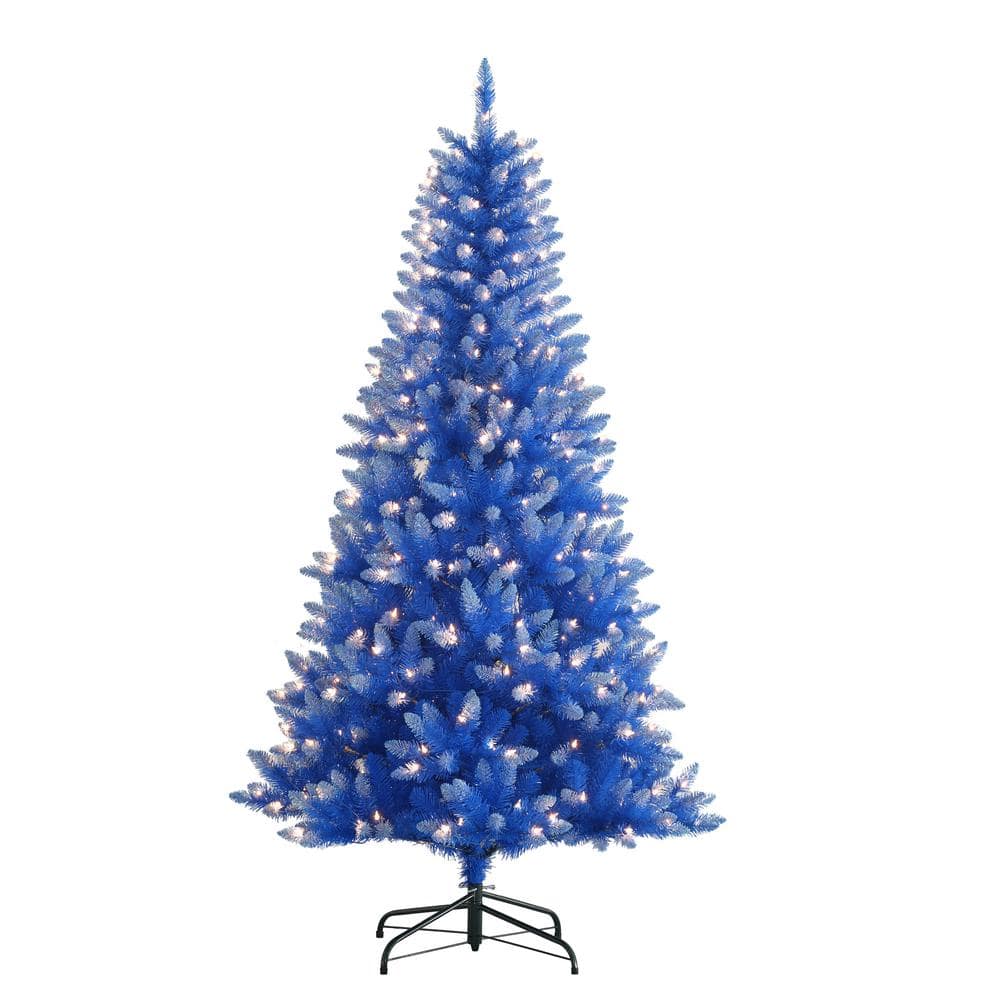 Puleo International 6.5 ft. Blue PreLit Fashion Artificial Christmas