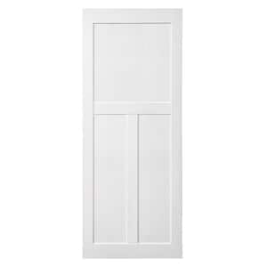 24 in. x 80 in. 3-Panel Primed T-Shape MDF White Wood Interior Slab Door