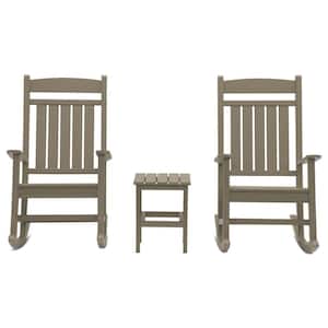 Classic Rocker Weathered Wood 3-Piece Plastic Outdoor Chat Set