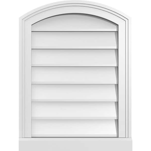 Ekena Millwork 18 in. x 24 in. Arch Top Surface Mount PVC Gable Vent: Functional with Brickmould Sill Frame