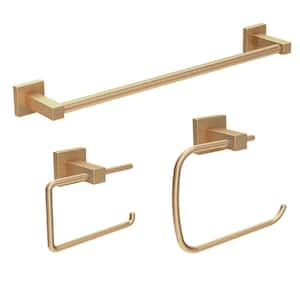 Duro 3-Piece Bath Hardware Set with Toilet Paper Holder, 18 in . Towel Bar and Towel Ring in Brushed Bronze