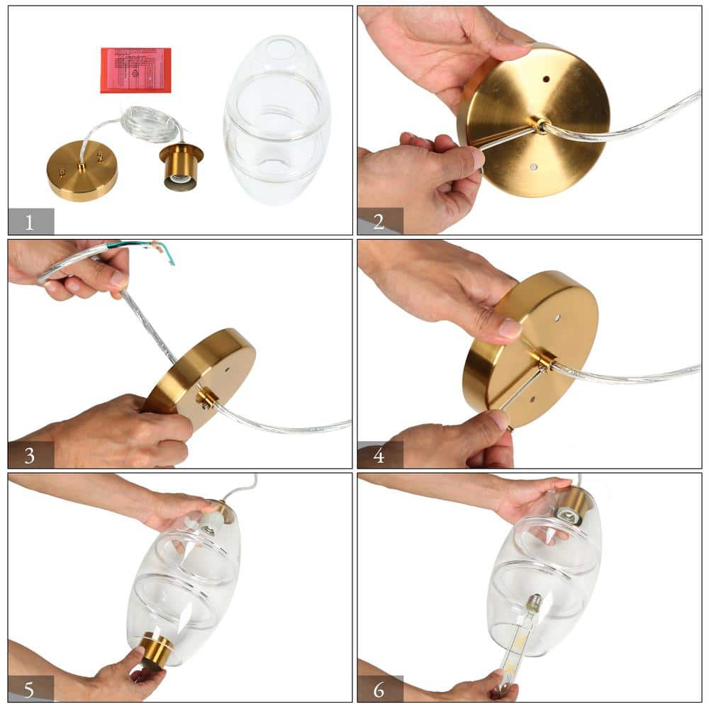 Celery Gold Mini Drum Pendant with Clear Glass Shade