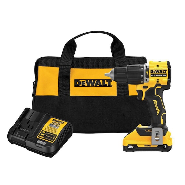 ATOMIC 20V Lithium-Ion Cordless 1/2 in. Compact Hammer Drill and Brushless 1/4 Sheet Sander with 3Ah Battery and Charger
