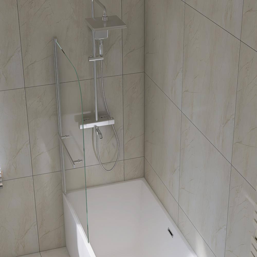 31'' x 55'' Stainless Steel Clear Glass Pivot Tub Door