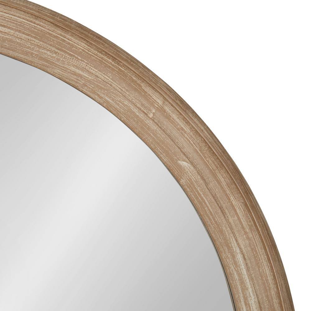 Rustic Brown 28" Round Wood Framed Wall Mirror