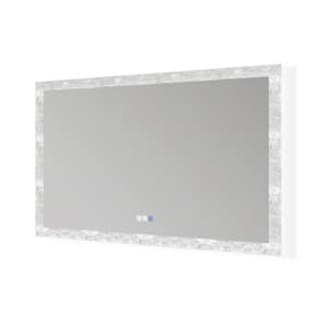 60 in. W x 36 in. H Rectangular Frameless Wall LED Bathroom Vanity Mirror with Anti-fog in Green