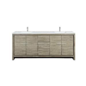 Lafarre 80 in W x 20 in D Rustic Acacia Double Bath Vanity, Cultured Marble Top and Brushed Nickel Faucet Set