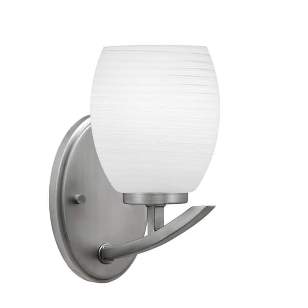 Unbranded Siena 1-Light Graphite Downlight Wall Sconce with White Linen Glass Shade