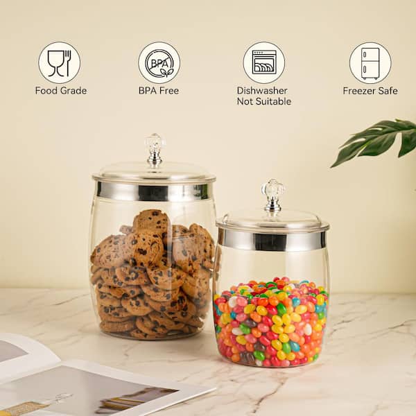 Wudkey 4 of Piece Clear Plastic Cookie Jars with Lid Candy