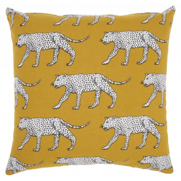 HomeRoots Jordan Yellow Geometric Cotton 18 in. X 18 in. Throw Pillow
