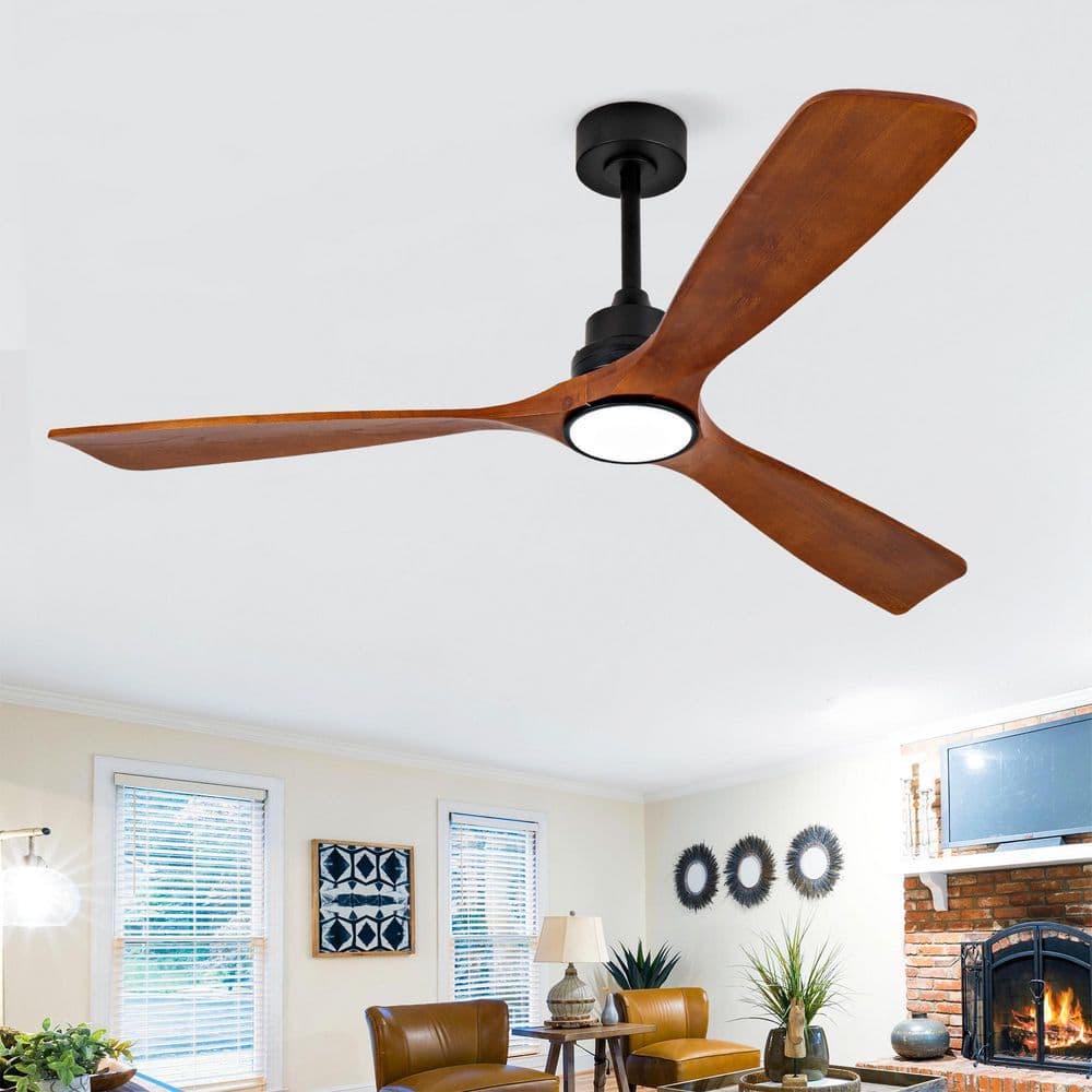 60 in. Indoor Black Downrod Mount Standard Ceiling Fan with 3 Solid Wood, Dimmable, Reversible DC Motor and Remote price history on PriceWatchPro