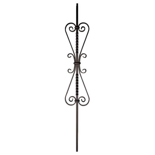 arteferro 44 in. x 9/16 in. Twist Scroll 7 in. x 24 in. Dark Champagne Powder Coated Wrought Iron Stair Baluster