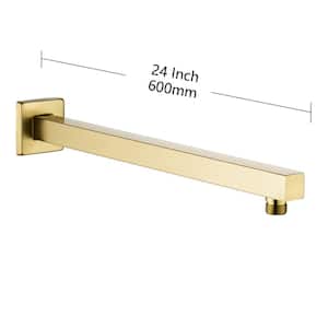 24 in. x 600 mm Square Wall Mount Shower Arm and Flange in Brushed Gold