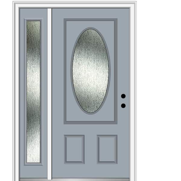 MMI Door 48 in. x 80 in. Left-Hand/Inswing Rain Glass Storm Cloud Fiberglass Prehung Front Door on 4-9/16 in. Frame