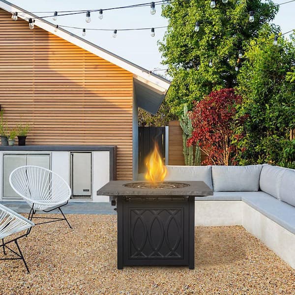 Wateday Outdoor Black Square Stone, Square Stone Fire Pit Plans