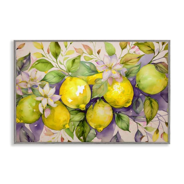 Cottage Lemon Blooms by Alina Georgescu Gray Framed Food Giclee Art Print 20 in. x 30 in.