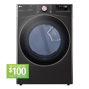 7.4 Cu. Ft. Vented SMART Stackable Gas Dryer in Black Steel with TurboSteam and Sensor Dry Technology