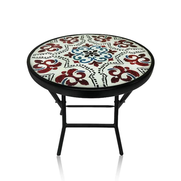 BACKYARD EXPRESSIONS PATIO · HOME · GARDEN 19.5 in. Round Metal Outdoor Side Table