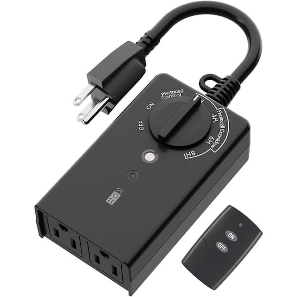 15 Amp 480 min. Outdoor Light Timer Plug-in Light Sensor Chronologic Timer with 100 ft. Range Remote Control in Black