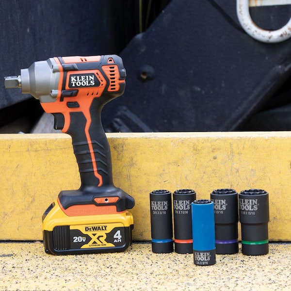 Klein Tools 1/2 in. drive 2-in-1 Coated Impact Socket, 3/4 in. and