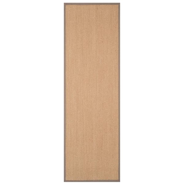 Natural Fiber Maize/Gray 3 ft. x 16 ft. Woven Border Runner Rug