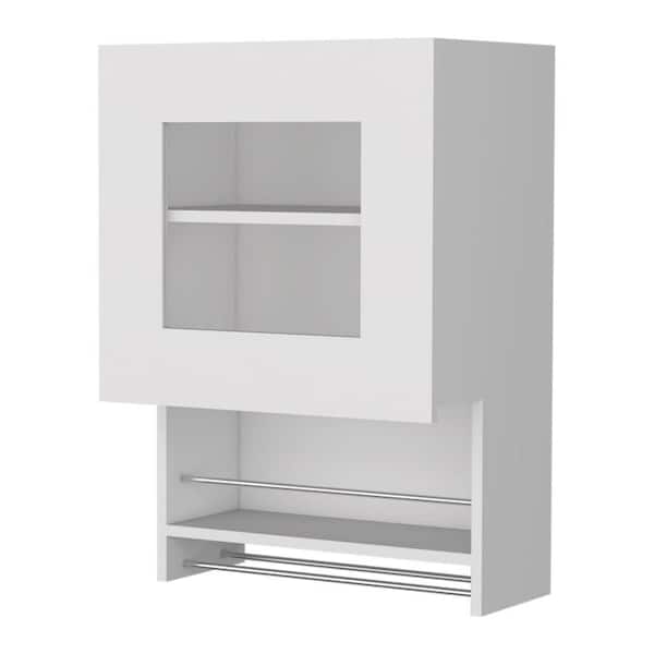 Amucolo 19.6 in. W x 13.1 in. D x 28.7 in. H White Ready to Assemble Wall Kitchen Cabinet with Spice and Towel Rack