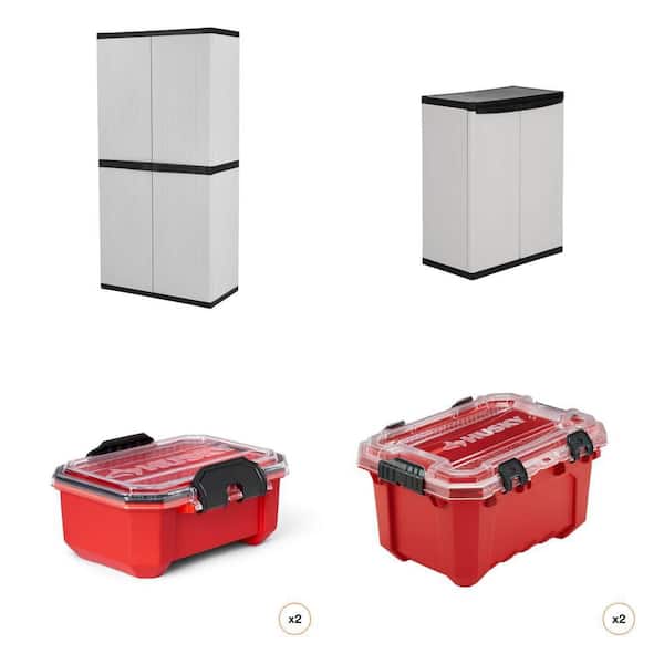 35 in. x 71.7 in. 4-Shelf and 26.9 in. x 33.8 in. 2-Shelf Resin Cabinet with 0.8 Gal. and 5-Gal. Container, 2-Pack Combo