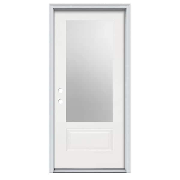 Direct Glaze 36 in. x 80 in. Right-Hand Inswing 3/4-Lite Clear Low-E Primed Fiberglass Prehung Door, 6-9/16 in. Frame