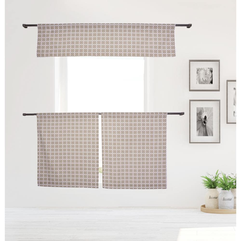 Mocha Buffalo Check Rod Pocket Room Darkening Curtain - 15 in. W x 58 in. L