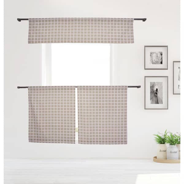 Duck River Mocha Buffalo Check Rod Pocket Room Darkening Curtain - 15 in. W x 58 in. L (Set of 3)